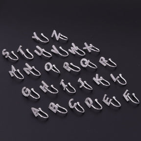 26 English letters micro inlaid zircon nose clip fake nose ring without hole puncture nose ornament - V.I.P Digital Presence