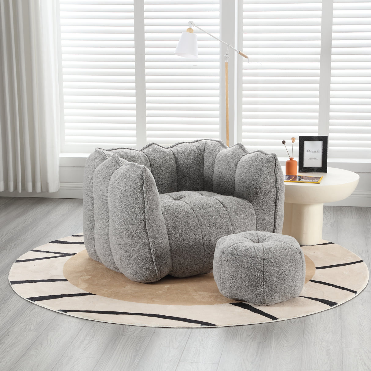Soft Bean Bag Chair with High Resilient Foam(Chips)for living room and bedroom,Comfortable Square Lazy Sofa with Footstool - V.I.P Digital Presence