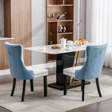 A&A Furniture Nikki Collection Modern High-end Tufted Solid Wood Contemporary PU 2-Pcs Set White+Light Blue