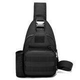 Tactical crossbody sling backpack. Has water bottle holder, MOLLE system, USB charging port. Ideal for travel and walks. Cp Camo - V.I.P Digital Presence