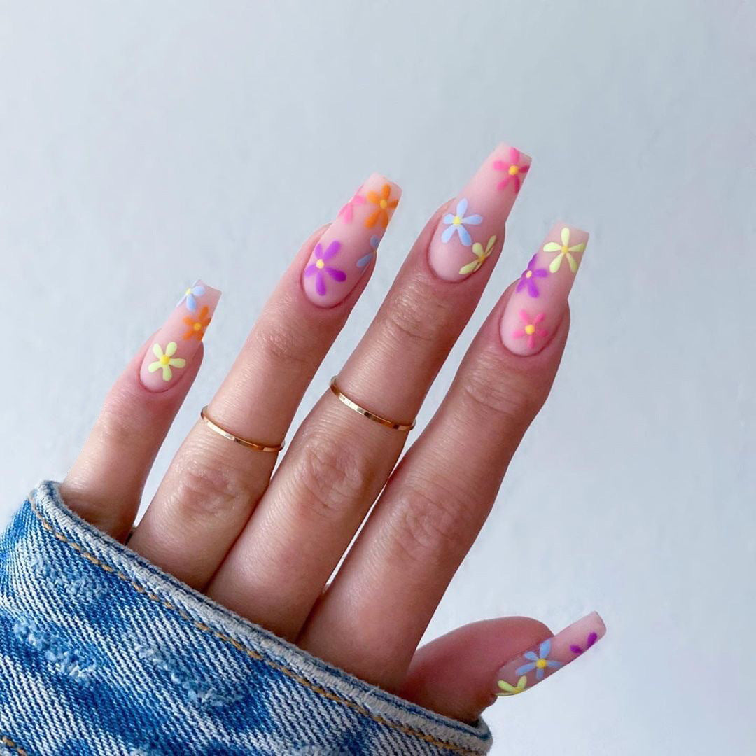 Pastoral Series Rainbow Sunflower Wearing Nail Enhancement Finished Products Fake Nail Enhancement Patch Nail Patch Removable Nail Patch - V.I.P Digital Presence
