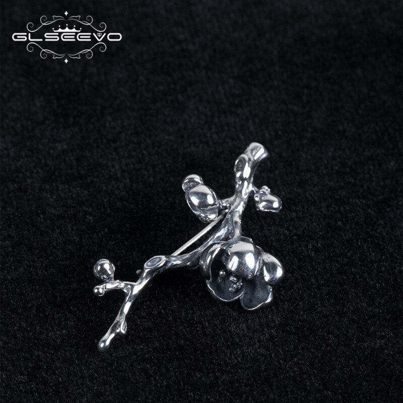 GLSEEVO Vintage Magnolia Brooches For Women Gift 925 Sterling Silver Luxury Brooch Broche Plata De Ley 925 Fine Jewellery - V.I.P Digital Presence