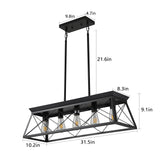 5-light farmhouse pendant light, metal pendant light island fixture, modern rectangular island light, pure black (no bulb) - V.I.P Digital Presence