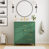 30-Inch Green Bathroom Vanity with Ceramic Sink and Ample Storage - Ideal Choice for Small Bathrooms - V.I.P Digital Presence