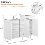 ON-TRANS Elegant Shoe Cabinet with Arched Doors and Drawers, Storage Side Panels, Adjustable Shelves and Solid Wood Legs, White - V.I.P Digital Presence