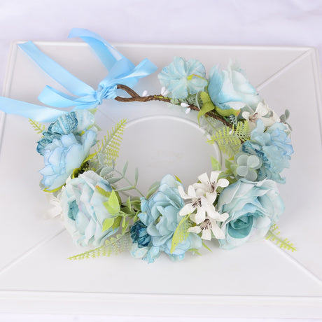 Flower Wreath Simulation Flower Leaves Hair Strap Photography Retro Hanfu Bridal Girl Flower Wreath Headwear - V.I.P Digital Presence