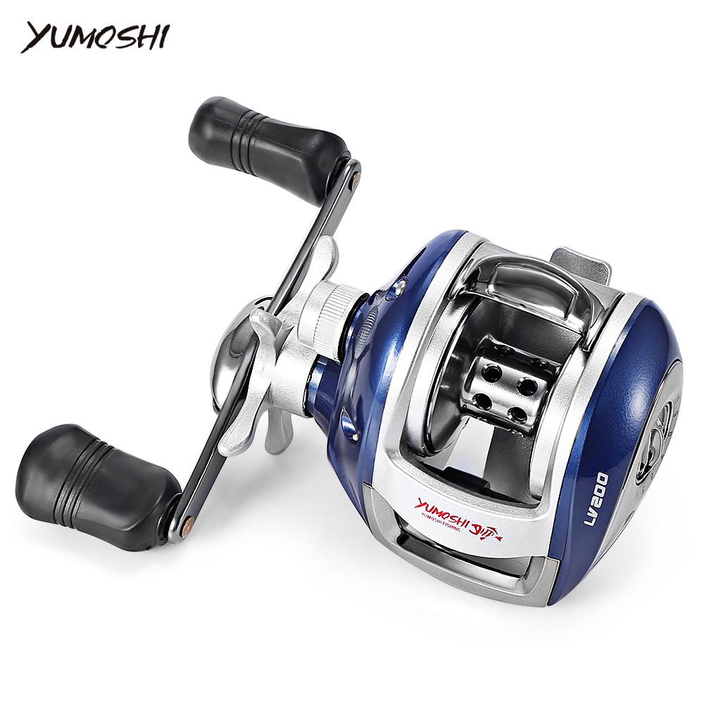 Carrete de pesca YUMOSHI para zurdos y diestros, 12+1BB, 6,3:1, freno magnético, rueda de caída de agua, bobina