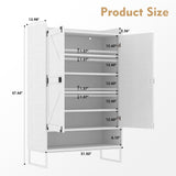 Shoe Cabinet with Doors, 6-Tier Shoe Storage Cabinet with Adjustable Shelves, Wooden Shoes Rack Shoe Storage Organizer - V.I.P Digital Presence