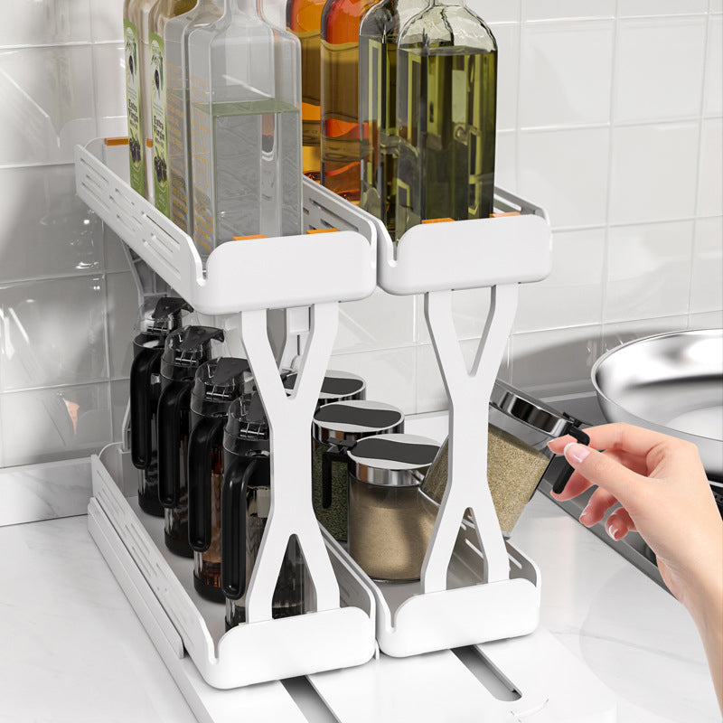 Pull out Rotating Spice Rack Organizer for Cabinet Rotate Makeup Organizer Slide Bottle Box Holder Plastic Seasoning Spice Rack - V.I.P Digital Presence