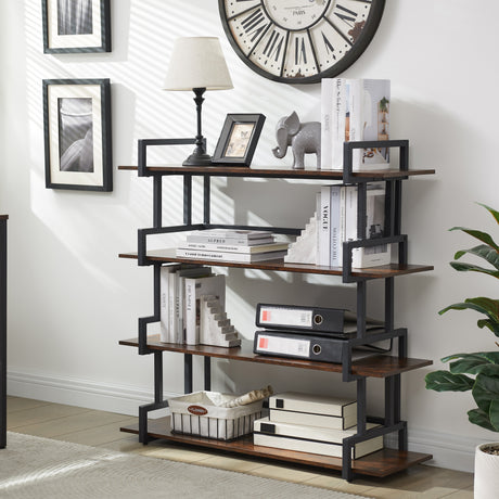 4-storey office bookshelf, rural wooden metal bookshelf, independent open bookshelf, industrial high angle bookshelf - V.I.P Digital Presence