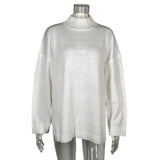 Knitted pullover loose irregular thick sweater high neck knitted sweater - V.I.P Digital Presence