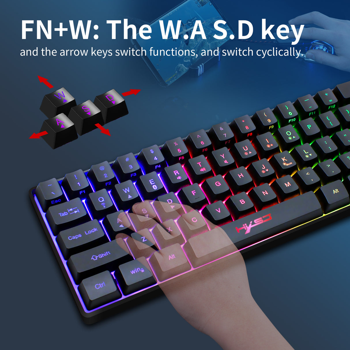 61 key keyboard Bluetooth the third mock examination 2.4G wireless keyboard RGB backlight tablet phone mini keypad - V.I.P Digital Presence