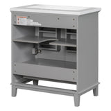 30inchgrey Bathroom Vanity with Sink ComboMulti-functional Bathroom Cabinet with Doors and Drawer Solid Frame and MDF Board - V.I.P Digital Presence