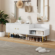 Modern Shoe Storage Bench with Hidden Storage and Upholstered Cushions for Bedside, Living Room and Entryway (White) - V.I.P Digital Presence