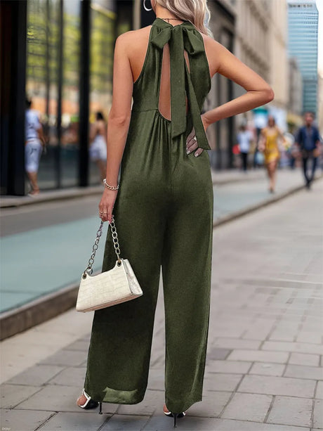 Perfee Tied Grecian Wide Leg Jumpsuit - V.I.P Digital Presence