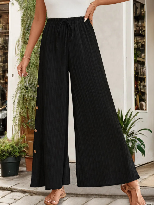 Tied Slit Wide Leg Pants - V.I.P Digital Presence