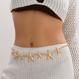 Ocean vacation style starfish waist chain body sexy beach imitation pearl flower body chain - V.I.P Digital Presence