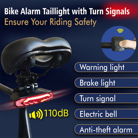 Bike Alarm Tail Light with Turn Signals Multifunctional Waterproof USB Rechargeable  Electric Bell Bicycle Lamp Bike Rear Light - V.I.P Digital Presence