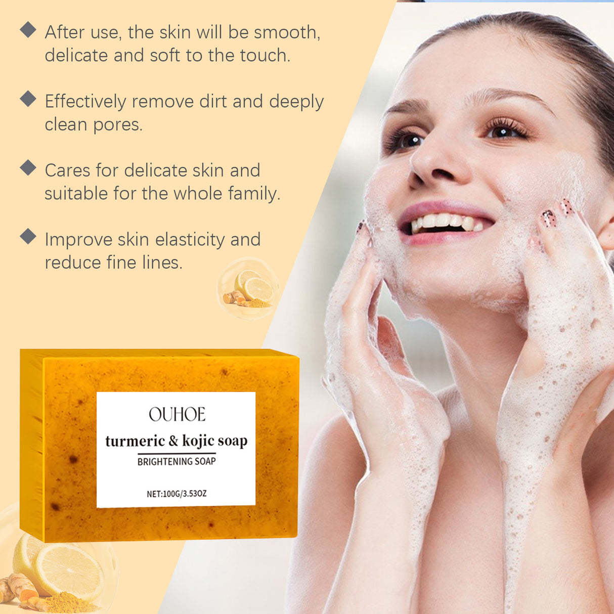 Turmeric & Kojic Soap, Gentle Cleansing Skin Moisturizing Facial Body Care Soap - V.I.P Digital Presence