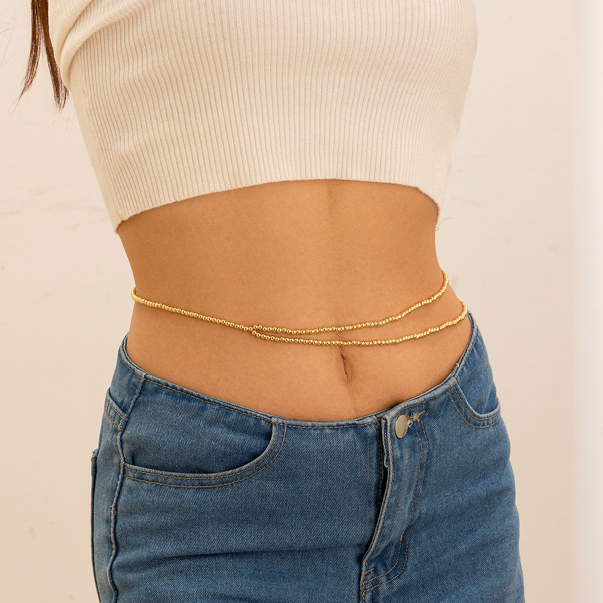 Simple and versatile, personalized and sexy double-layer pearl waist chain, body chain - V.I.P Digital Presence