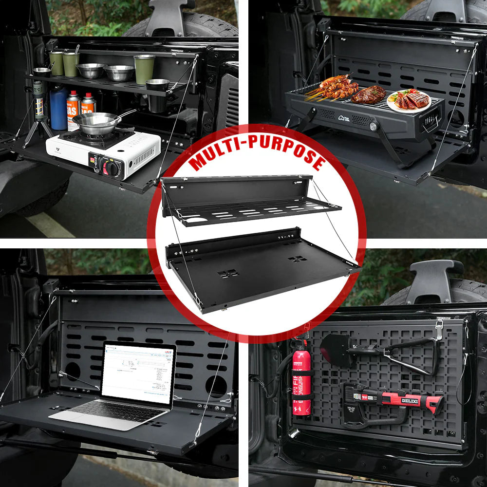 Tailgate Table & MOLLE Panel For Ford Bronco(2021-2024) - 2-Tier Camping Rack - V.I.P Digital Presence