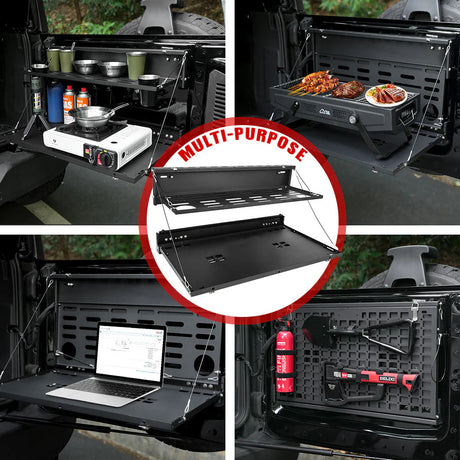 Tailgate Table & MOLLE Panel For Ford Bronco(2021-2024) - 2-Tier Camping Rack - V.I.P Digital Presence