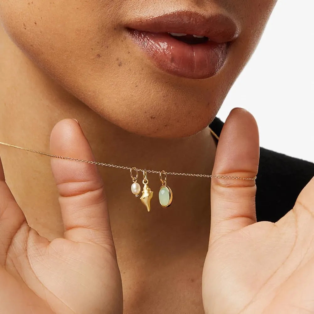 14K Gold-Plated Natural Crystal Conch Pendant Necklace - V.I.P Digital Presence