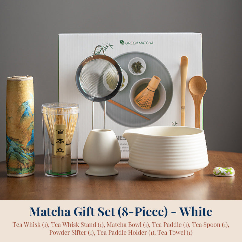 Premium 8-piece Matcha Set: Ceramic Chawan, whisky gift box, Matcha tools – for tea lovers - V.I.P Digital Presence