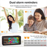 LED Wood-Grain Wooden Clock, RGB Color-Changing Dimming, Daylight Saving Time & Week Display, Desktop Electronic Alarm Clock - V.I.P Digital Presence