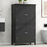 Bathroom floor storage cabinet, bathroom storage cabinet, 4-door independent cabinet, adjustable shelf, adaptive shelf, black - V.I.P Digital Presence