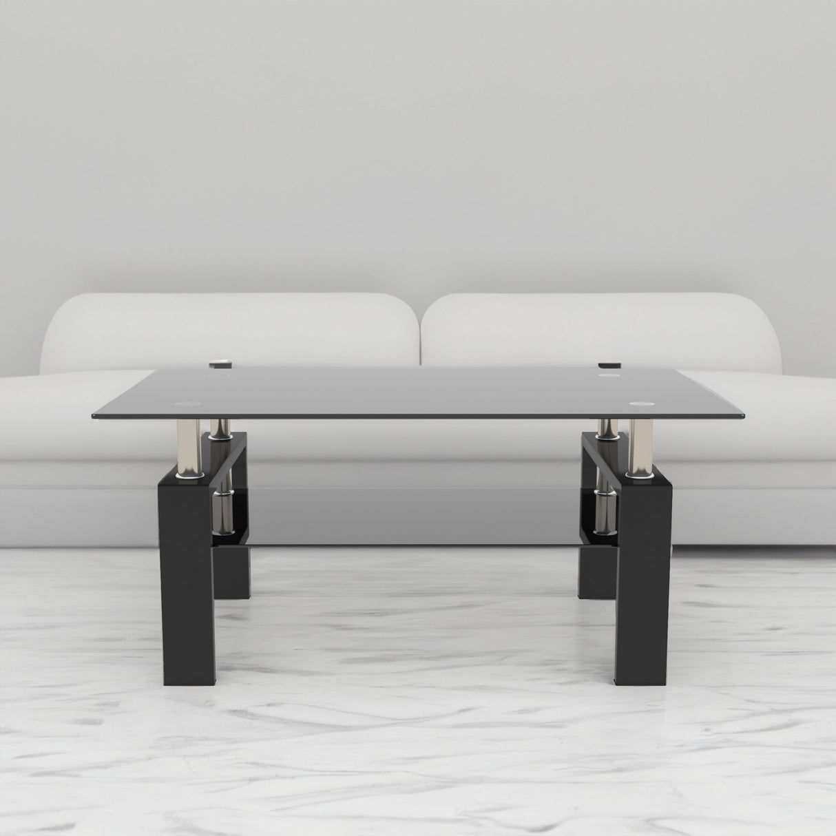 Rectangle Black Glass Coffee Table  Clear Coffee Table Modern Side Center Tables for Living Room Living Room Furniture - V.I.P Digital Presence