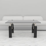 Rectangle Black Glass Coffee Table  Clear Coffee Table Modern Side Center Tables for Living Room Living Room Furniture - V.I.P Digital Presence