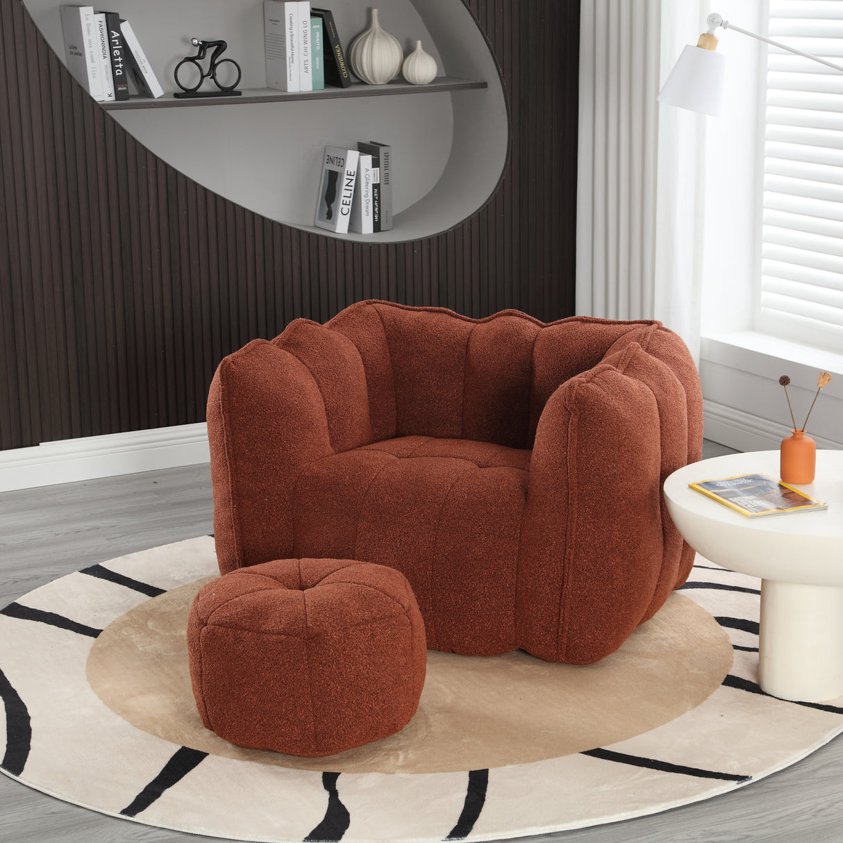 Soft Bean Bag Chair with High Resilient Foam(Chips)for living room and bedroom Comfortable Square Lazy Sofa with  Footstool - V.I.P Digital Presence