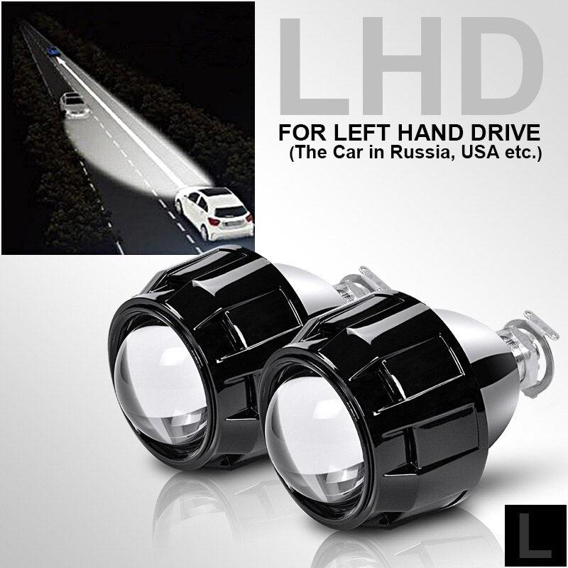 RACBOX 2Pcs 2.5 Inch Universal Bi Xenon HID Projector Lens Silver Black Shroud H1 Xenon LED Bulb H4 H7 Motorcycle Car Headlight - V.I.P Digital Presence