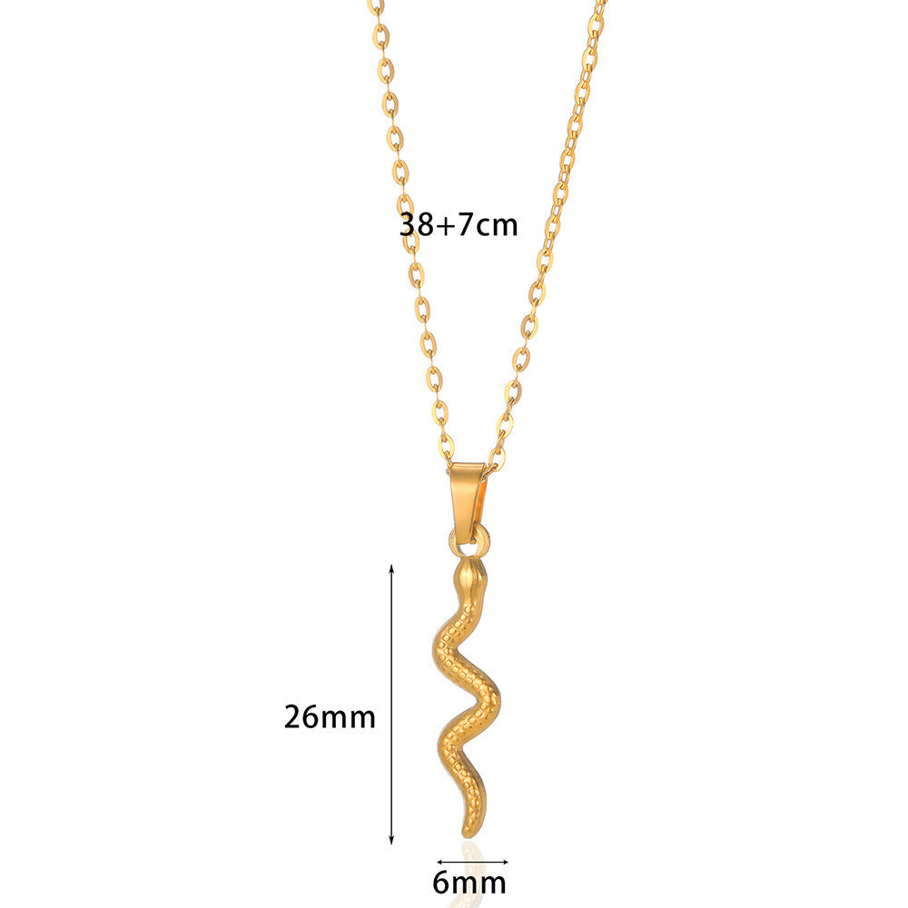 Spirit Snake Pendant Retro Style Personalized Necklace Women's Stainless Steel Gold Plated - V.I.P Digital Presence