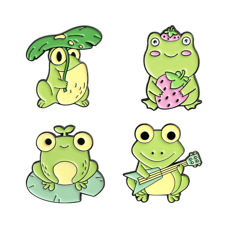 Quack Quack Enamel Pin Custom Frog Lotus Leaf Brooches Bag Lapel Pin Cartoon Animal Badge Jewelry Gift for Kids Friends - V.I.P Digital Presence