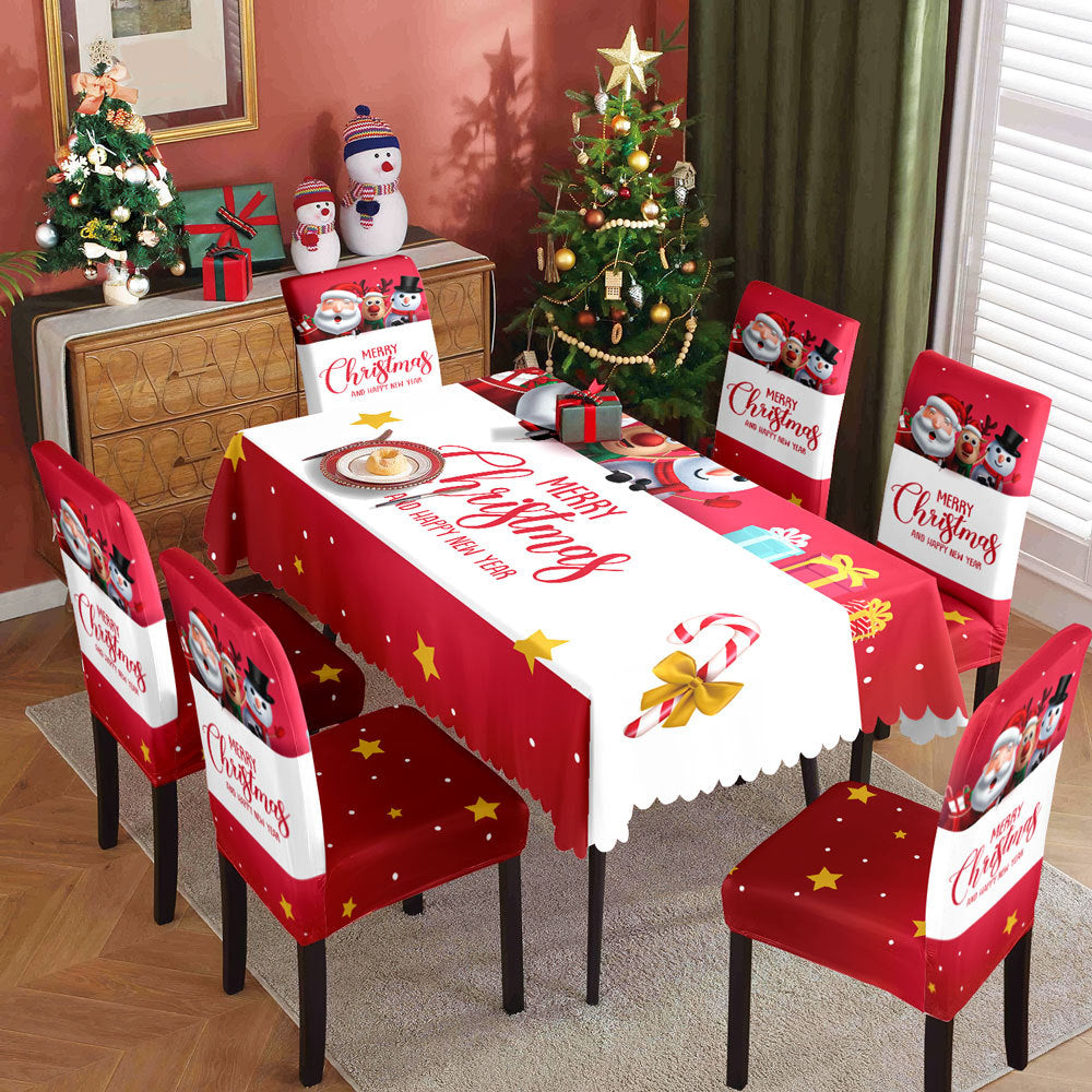 Christmas tablecloth, holiday decoration, elastic chair cover, household dining table, waterproof and dustproof tablecloth, fabric decorative tablecloth - V.I.P Digital Presence