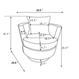 Teddy Rotating Bucket Chair Rotating Emphasis Chair Living Room Armchair Gold Stainless Steel Base Round Bucket Chair (Gray)