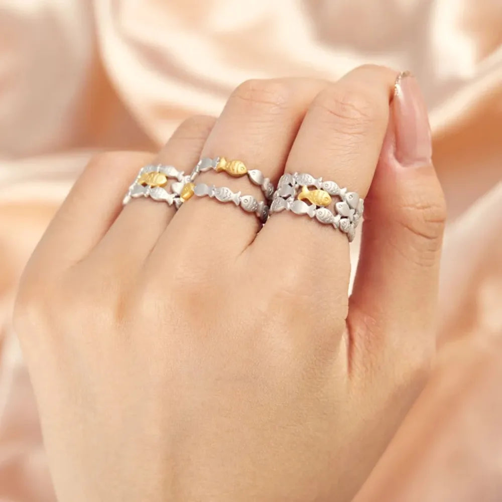925 Sterling Silver Fish Open Ring - V.I.P Digital Presence