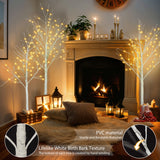 Artificial birch tree with light, 4FT 48 LED/5FT 72 LED/6FT 96 LED, with warm white light, indoor and outdoor decoration - V.I.P Digital Presence