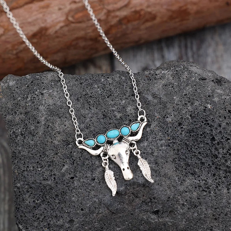 Artificial Turquoise Cow Shape Necklace - V.I.P Digital Presence