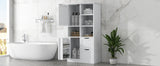 Bathroom storage cabinet with doors and drawers, multiple storage spaces, independent, open adjustable shelves, white - V.I.P Digital Presence