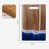 Wood Cutting Board Resin Blue green Wave Pattern - V.I.P Digital Presence