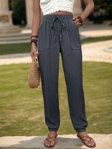 Perfee Textured High Waist Joggers - V.I.P Digital Presence