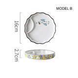 Dumpling plate sushi plate round square plate with soy sauce and vinegar partitioned snack plate ceramic plate for home use - V.I.P Digital Presence