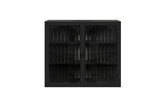 27.56"Glass Doors Modern Two-door Wall Cabinet with Featuring Three-tier Storage Black