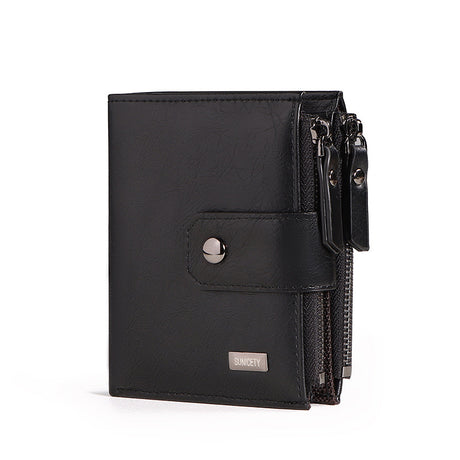 Anti-Theft Brush Business Leather Thin Short Men's Wallet Zipper Wallet Money Ticket Holder - V.I.P Digital Presence