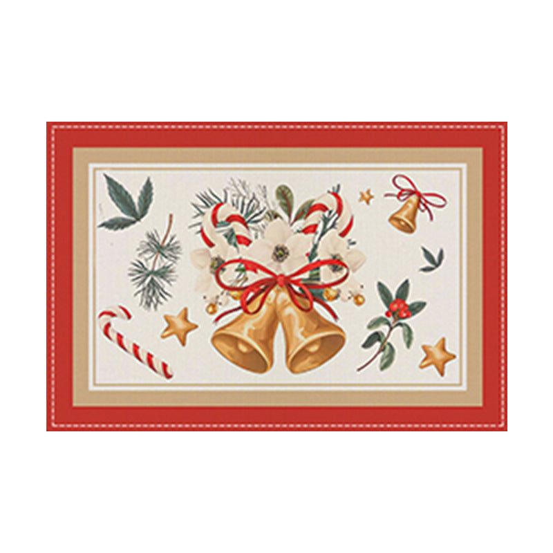 Christmas tree bell print placemat red striped plaid linen table mat Christmas party decoration insulation mat - V.I.P Digital Presence