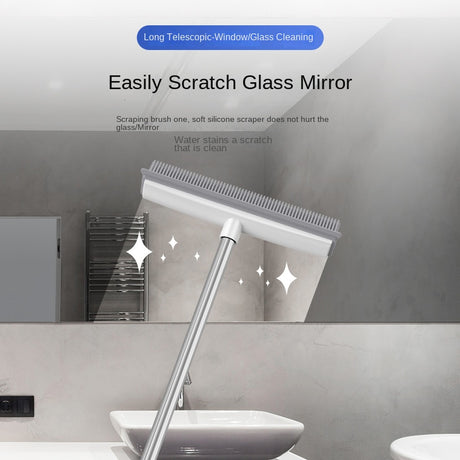 Cleaning Brush Stainless Steel Silicone Floor Brush Water Scraping Brush Long Handle Magic Carpet Brush - V.I.P Digital Presence