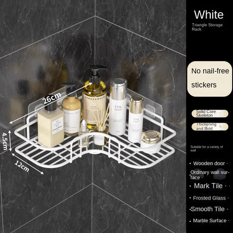 Bathroom Storage Rack Toilet Washroom Wall-Mounted Hole-Free Multi-Functional Iron Mesh Long Strip Organizer - V.I.P Digital Presence